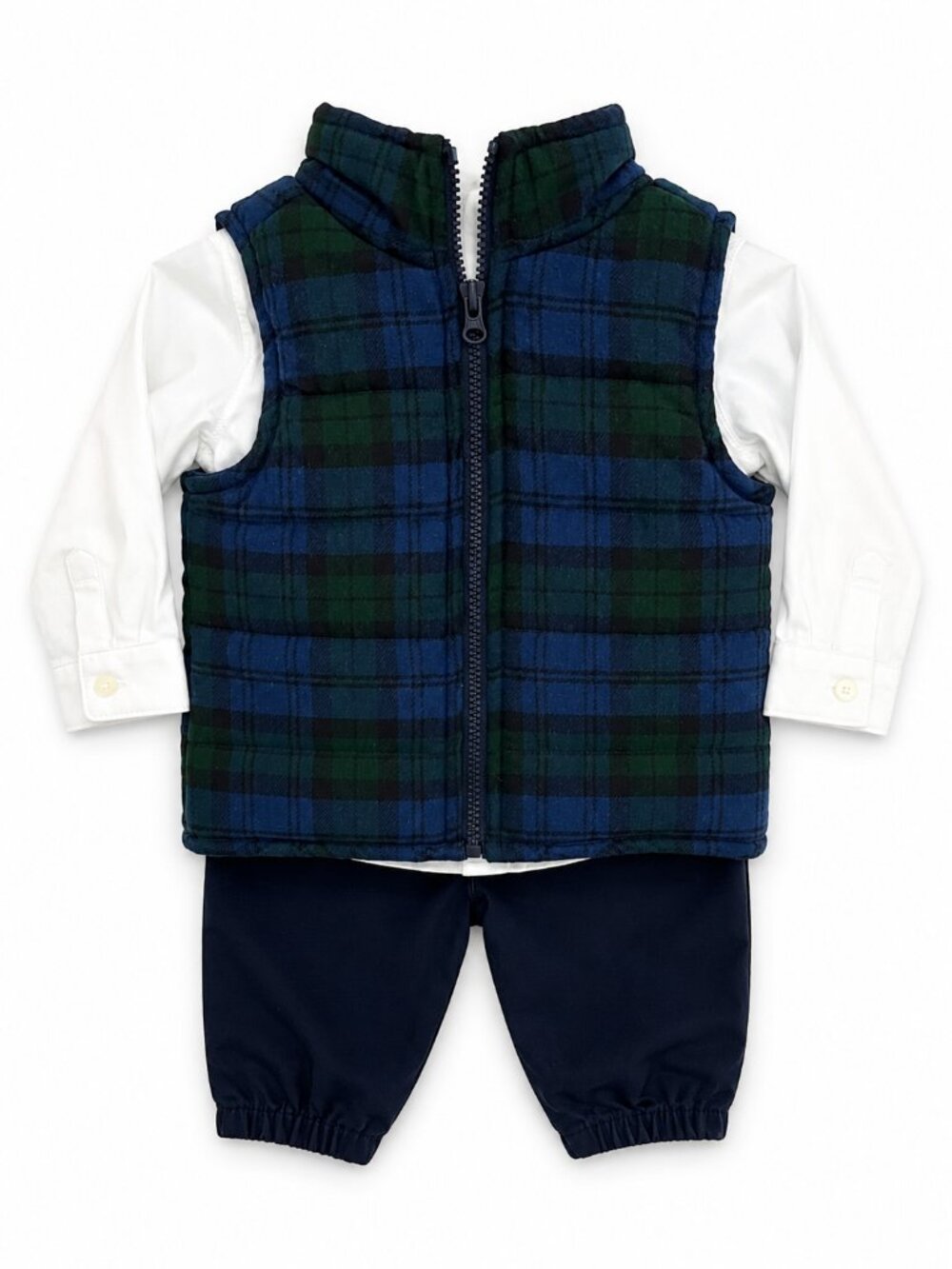 NWT Carter's Baby Boy 3-Piece Outfit Set Size 3 Months Plaid Puffer Vest Winter